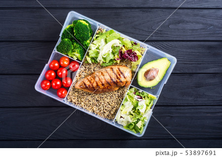 Food plastic container with lunch 53897691