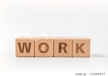 Work wooden blocks of business concept isolated on Work wooden blocks of business concept isolated on 53898057