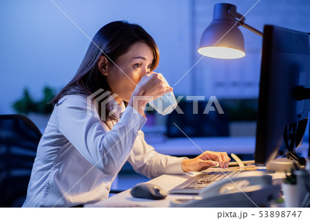 woman overtime work woman overtime work 53898747