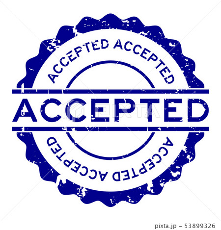 Grunge blue accepted word round rubber seal stamp Grunge blue accepted word round rubber seal stamp 53899326