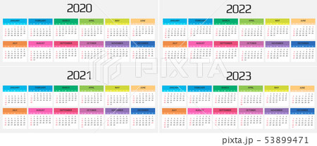 Calendar 2020, 2021, 2022, 2023 template. 12 Months. include holiday event. Week Starts Sunday 53899471