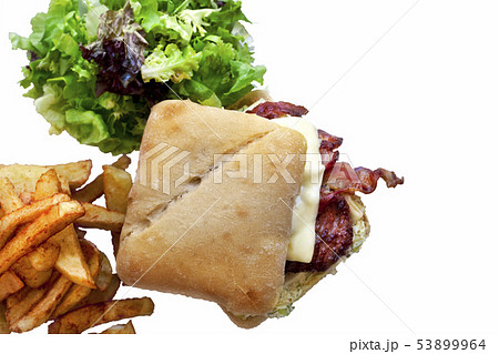 Hamburger and French fries Hamburger and French fries 53899964