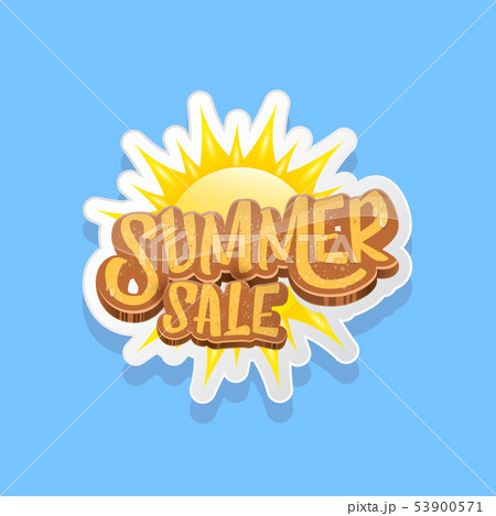 summer sale label or tag isolated on blue background. Pink Summer sale discount poster, sticker 53900571