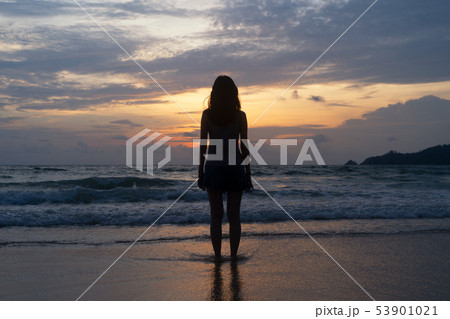 Lonely Asian woman thinking about problems and 53901021