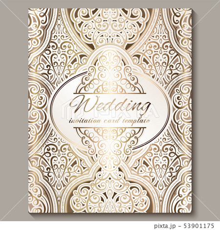Wedding invitation card with gold shiny eastern 53901175