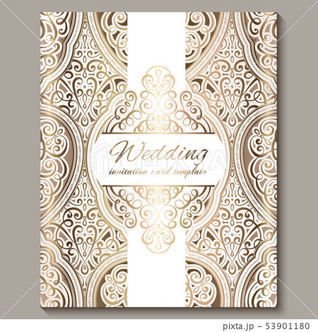 Wedding invitation card with gold shiny eastern Wedding invitation card with gold shiny eastern 53901180