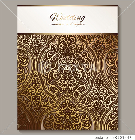 Wedding invitation card with bronze and gold shiny 53901242