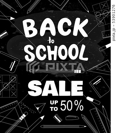 Back to school lettering, sale banner design with school supplies. Back to school lettering, sale banner design with school supplies. 53901276