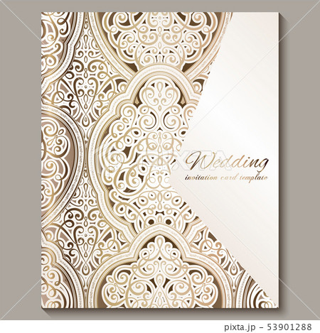 Wedding invitation card with gold shiny eastern Wedding invitation card with gold shiny eastern 53901288