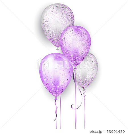 Flying glossy white and purple shiny realistic 3D 53901420