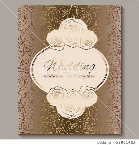 Luxury gold vintage wedding invitation, floral 53901482