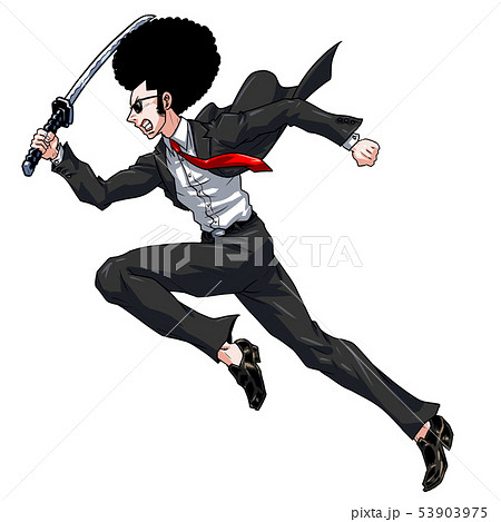 走る男黒服のイラスト素材
