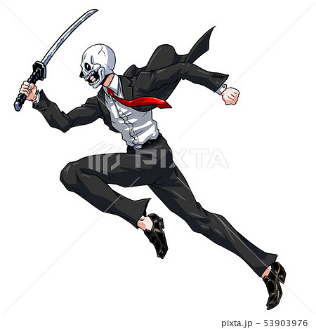 走る男黒服のイラスト素材