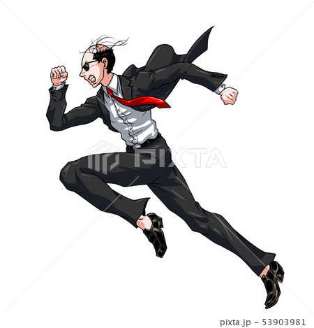 走る男黒服のイラスト素材