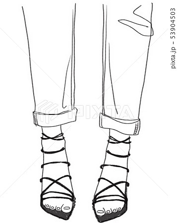 サンダルを履いた女性の足 Aのイラスト素材