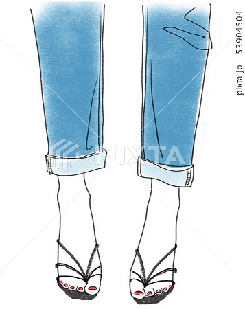 サンダルを履いた女性の足 Bのイラスト素材 53904504 Pixta