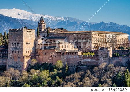 View of Alhambra Palace in Granada, Spain in Europe View of Alhambra Palace in Granada, Spain in Europe 53905080
