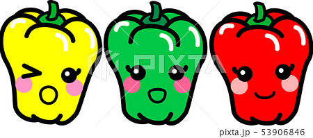 パプリカ ピ マン ３色 キャラクター 野菜のイラスト素材