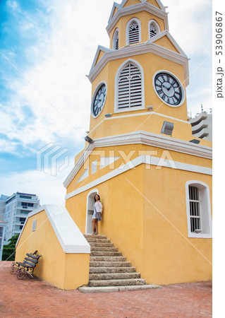 Woman in Cartagena de Indias at the Clock Tower Woman in Cartagena de Indias at the Clock Tower 53906867