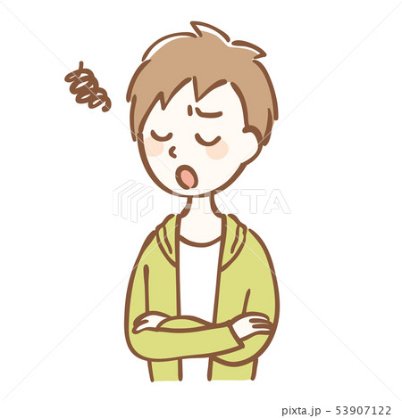 悩む男の子のイラストのイラスト素材