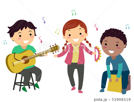 Stickman Kids Play Instruments Acoustic Stickman Kids Play Instruments Acoustic 53908319