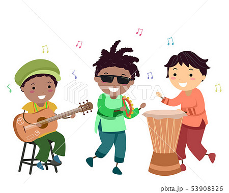 Stickman Kids Music Reggae Illustrationのイラスト素材