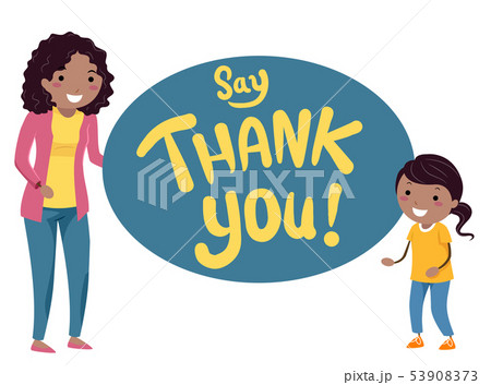 Stickman Kids Mom Say Thank You Illustration 53908373