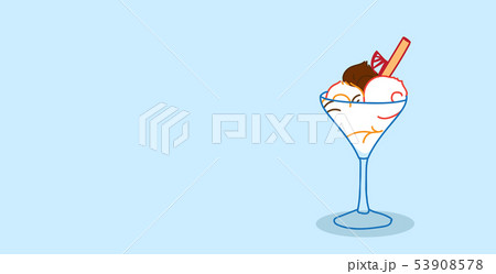 ice cream sundae with wafer stick in glass sweet dessert food concept sketch horizontal ice cream sundae with wafer stick in glass sweet dessert food concept sketch horizontal 53908578