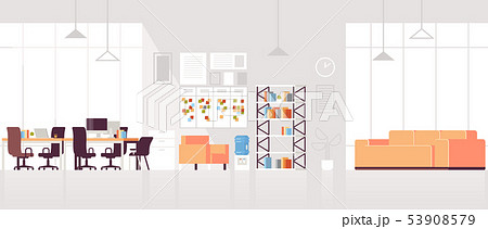 creative workplace modern open space empty nobody office interior contemporary co-working center 53908579