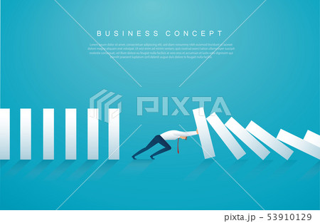 businessman stopping the domino effect businessman stopping the domino effect 53910129