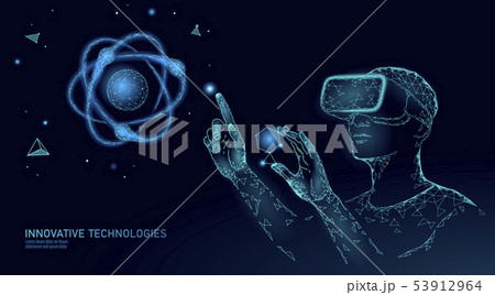 Virtual reality science research concept. Engineer work on project augmented reality. 3D glasses 53912964