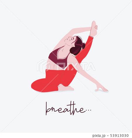 Woman yoga set typography. Flat illustration 53913030