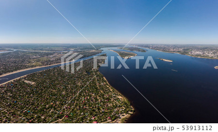 Aerial view on small town. Many houses, roads 53913112