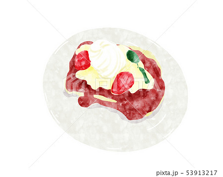 苺のフレンチトースト 線なし水彩素材 苺のフレンチトースト 線なし水彩素材 53913217