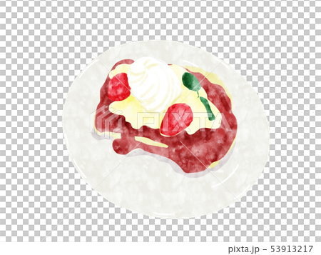 苺のフレンチトースト 線なし水彩素材 苺のフレンチトースト 線なし水彩素材 53913217