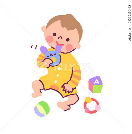 おもちゃで遊ぶ赤ちゃんのイラスト素材