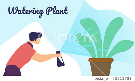Man Botanist Watering Home Plant Sprayer Bottle 53913783