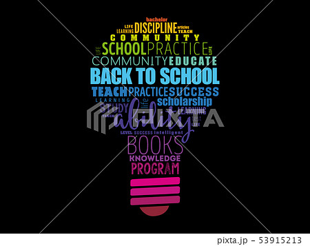 Back to School bulb word cloud 53915213