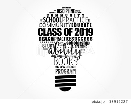 CLASS OF 2019 bulb word cloud collage CLASS OF 2019 bulb word cloud collage 53915227