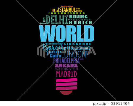 WORLD light bulb word cloud concept 53915404