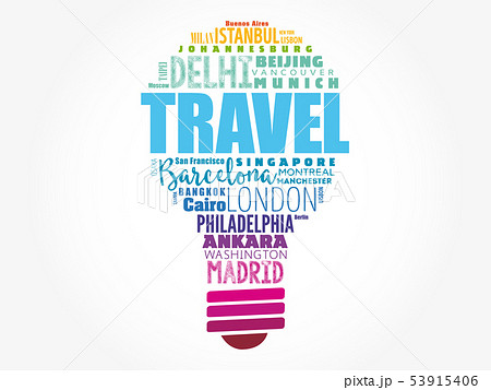 TRAVEL light bulb word cloud TRAVEL light bulb word cloud 53915406