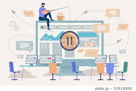 Coffee Break on Office Work Flat Vector Concept Coffee Break on Office Work Flat Vector Concept 53916892