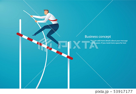 businessman jumping with pole vault 53917177