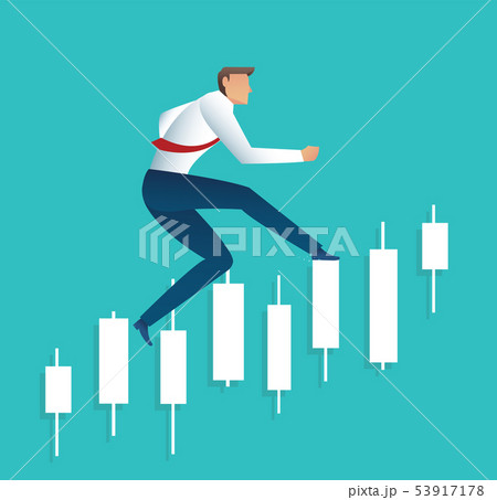 Businessman running with candlestick chart Businessman running with candlestick chart 53917178