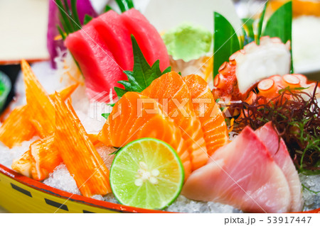 Sashimi, Japanese fresh seafood bento set Sashimi, Japanese fresh seafood bento set 53917447