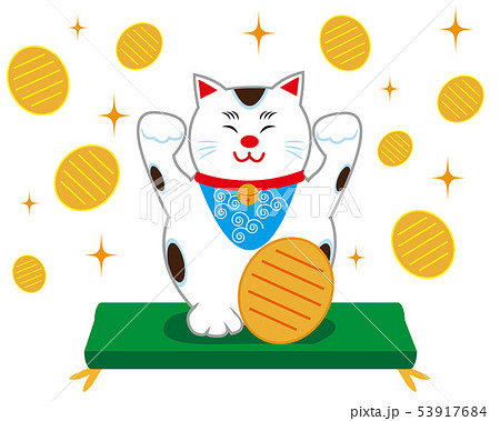 猫　招き猫　座布団 小判 53917684