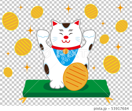 猫　招き猫　座布団 小判 53917684