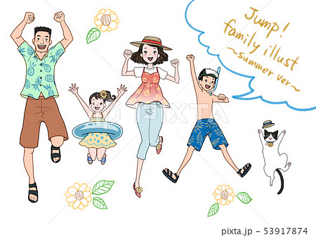 ジャンプする家族　夏 53917874