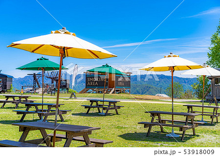 青空　テラス　野外　カフェ　イメージ　【長野県】 53918009