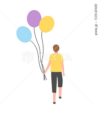 Guy with Bunch of Air Balloons Isolated Character Guy with Bunch of Air Balloons Isolated Character 53918489